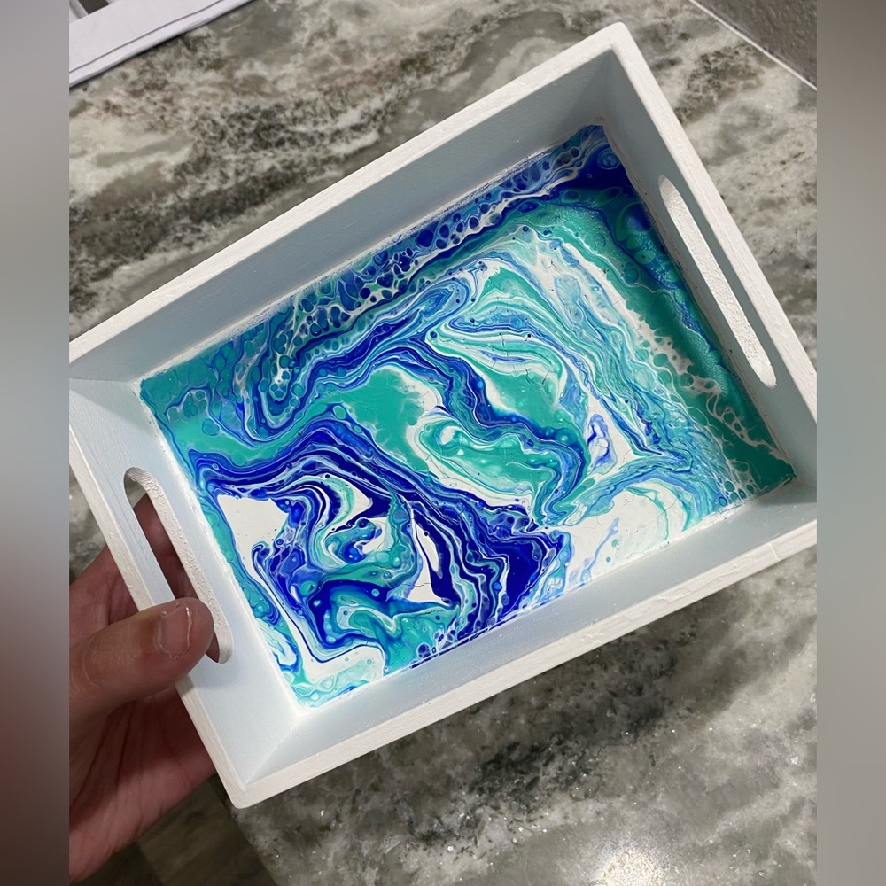 Hand Crafted Blue and Teal Tray